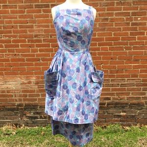 NWT VTG 80s Aldens purple and blue painted dot dress, 16